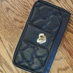 Betsey Johnson Black Quilted Heart Wallet